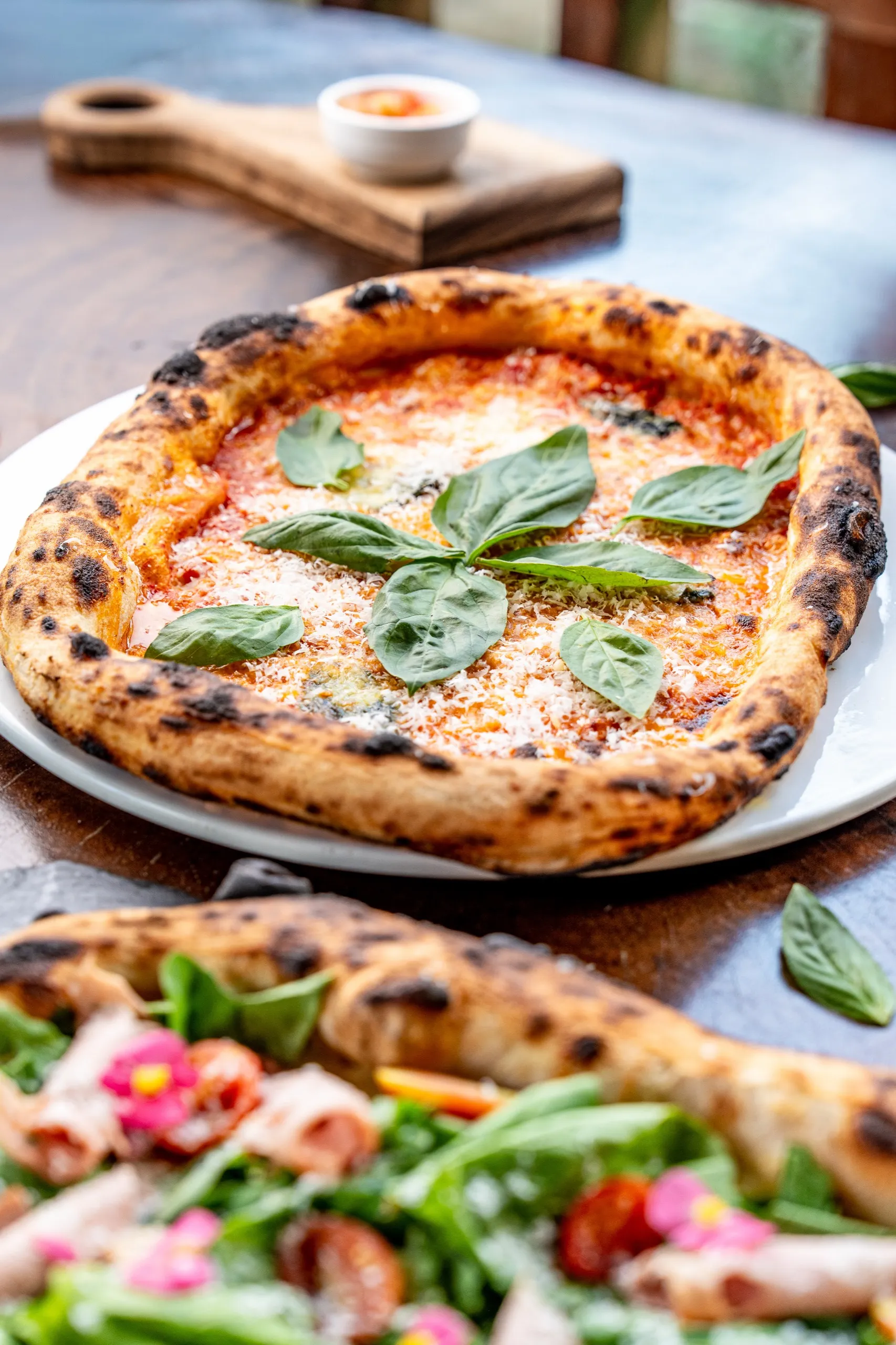 Margherita pizza sliced