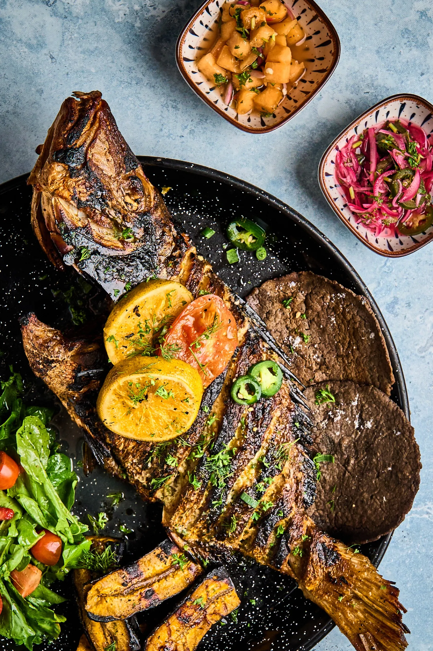 Whole grilled fish